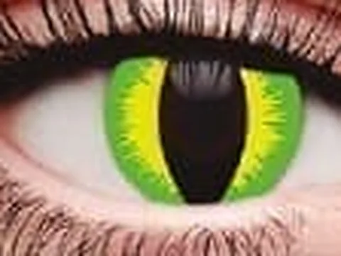 Lente de contacto de color Anyday ZY-082: felino verde, en un ojo