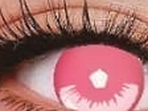 Lente de contacto de color Anyday ZY-255: rosado con detalle blanco, en un ojo