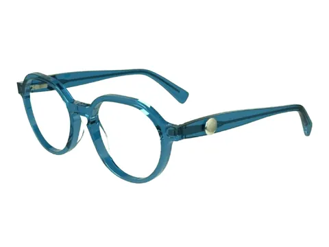 Montura Longchamp redonda de acetato azul petróleo translúcido